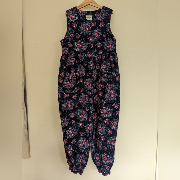 Vintage Laura Ashley floral print corduroy jumpsuit girls 9-10 - Picture 2 of 15